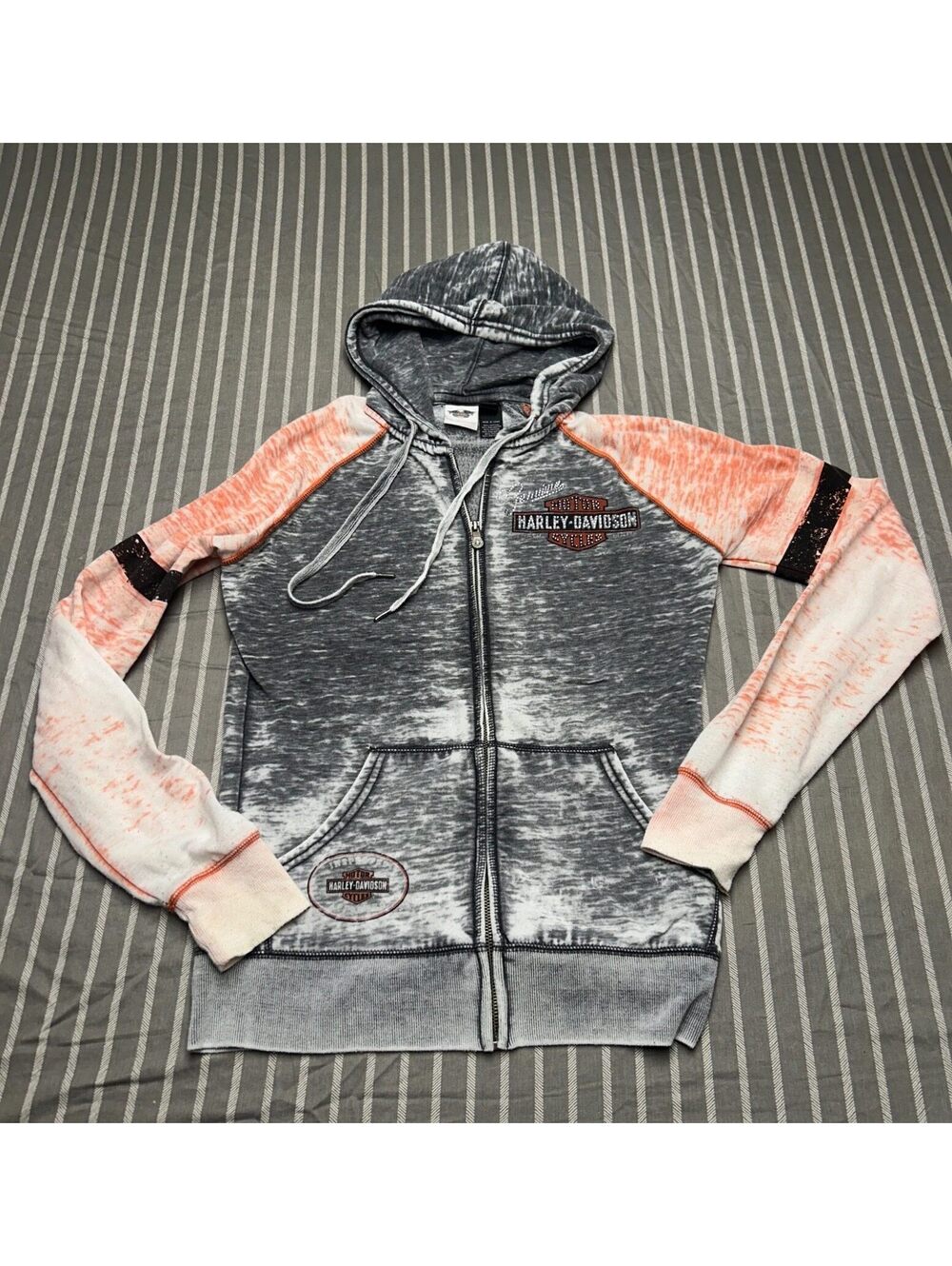 official Harley-Davidson Genuine Oil Can Burnout Hoodie Women's Medium